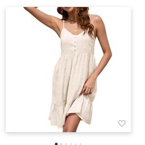 NWT- Ivory Mini V neck Dress with Ruffle Hem, Spaghetti Strap- 2XL